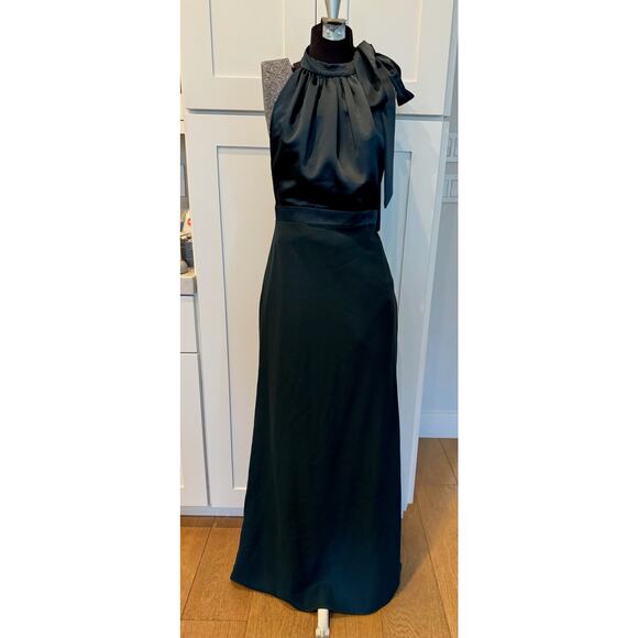 After Six Gown Sz 8 Halter Neck Open Back Floor Length Formal Evening Evergreen - Picture 2 of 12